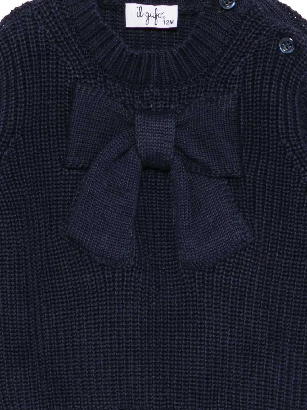 Il Gufo bow-detail chunky-knit sweater Blauw