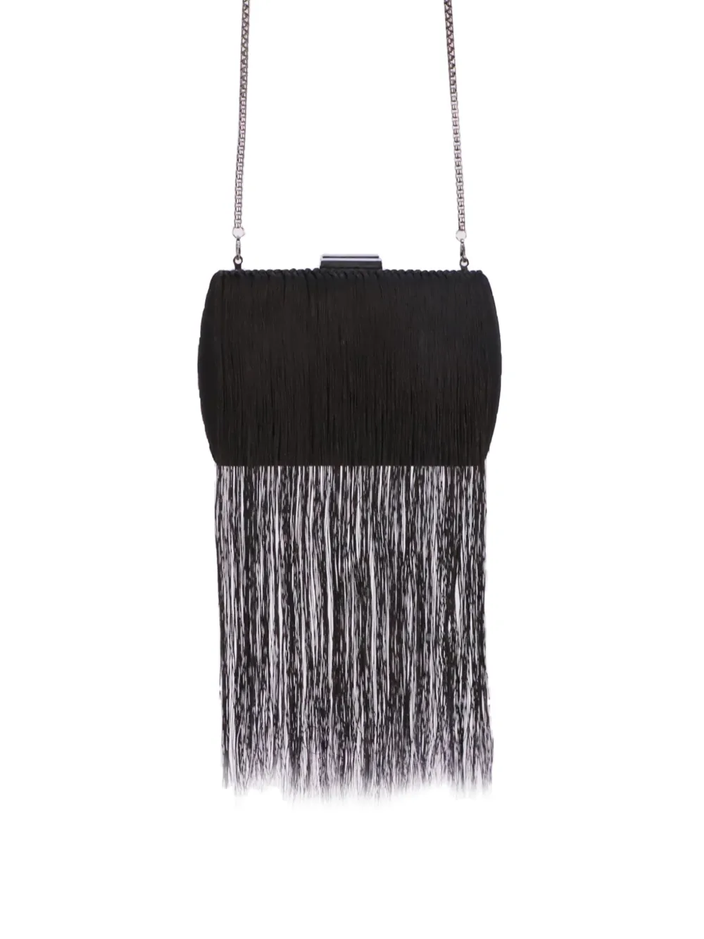 Gemy Maalouf fringe-embellished clutch bag - Nero