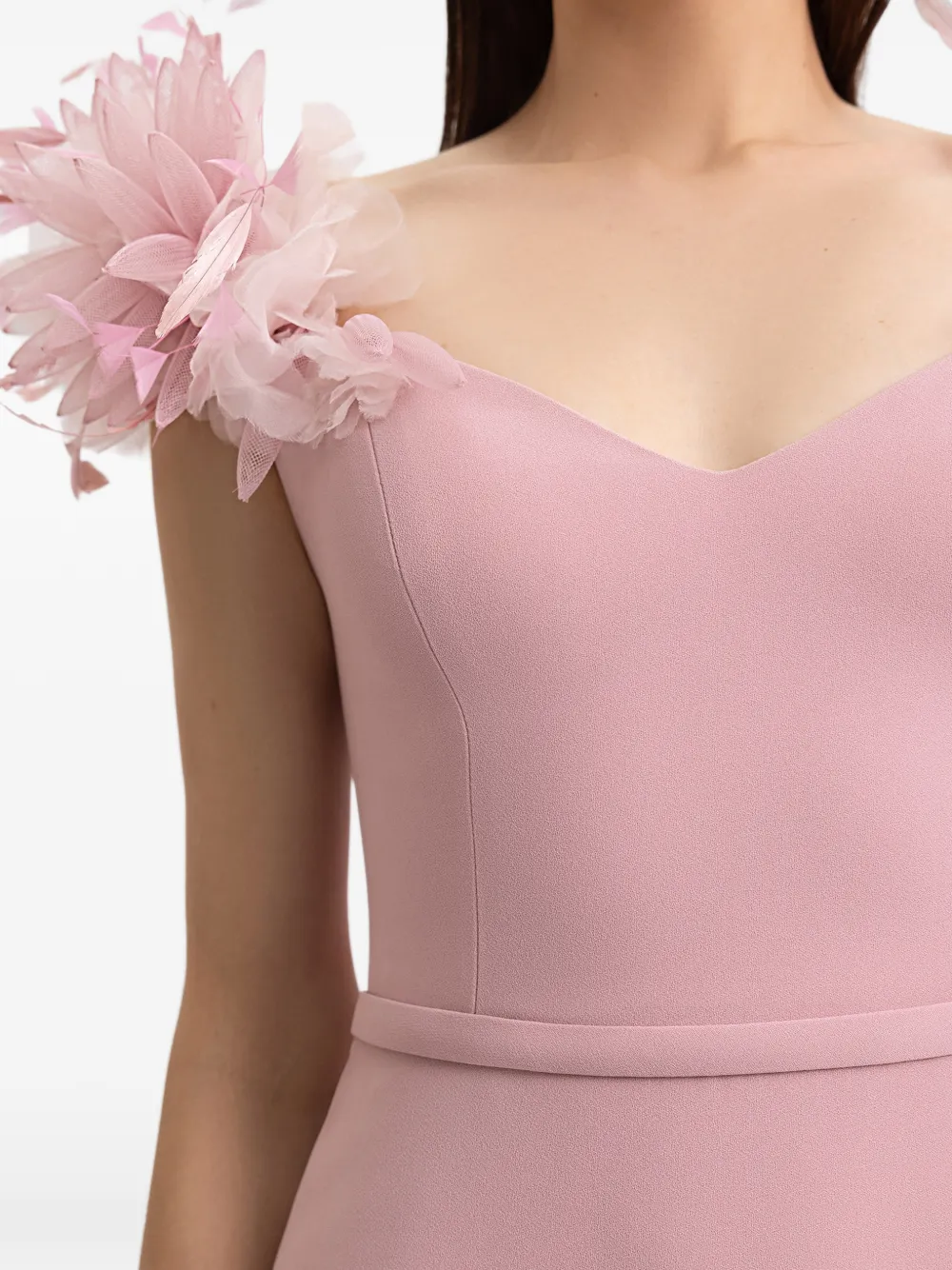 Gemy Maalouf Jurk met capedetail en bloemen-applicatie Roze