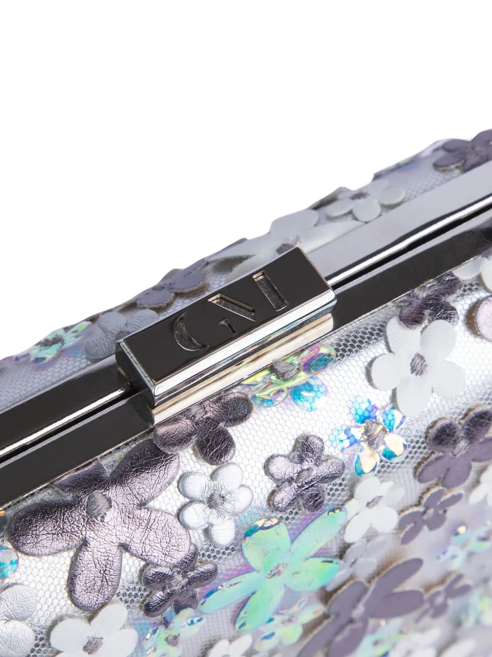 Gemy Maalouf Clutch verfraaid met bloemen Zilver