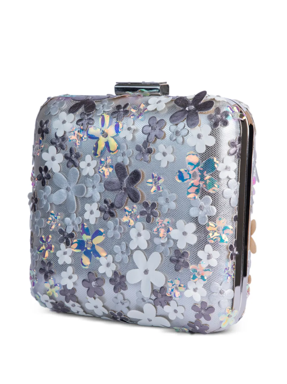 Gemy Maalouf Clutch verfraaid met bloemen Zilver