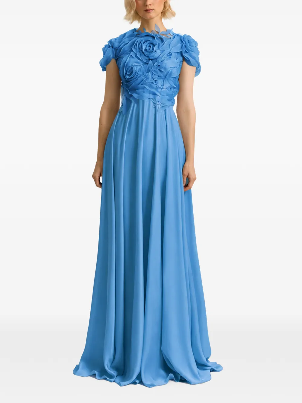 Gemy Maalouf floral-applique corset dress Blauw