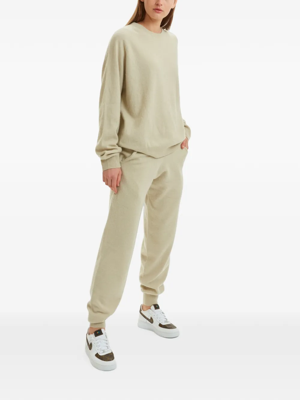 Frenckenberger Boyfriend trui met ronde hals Beige