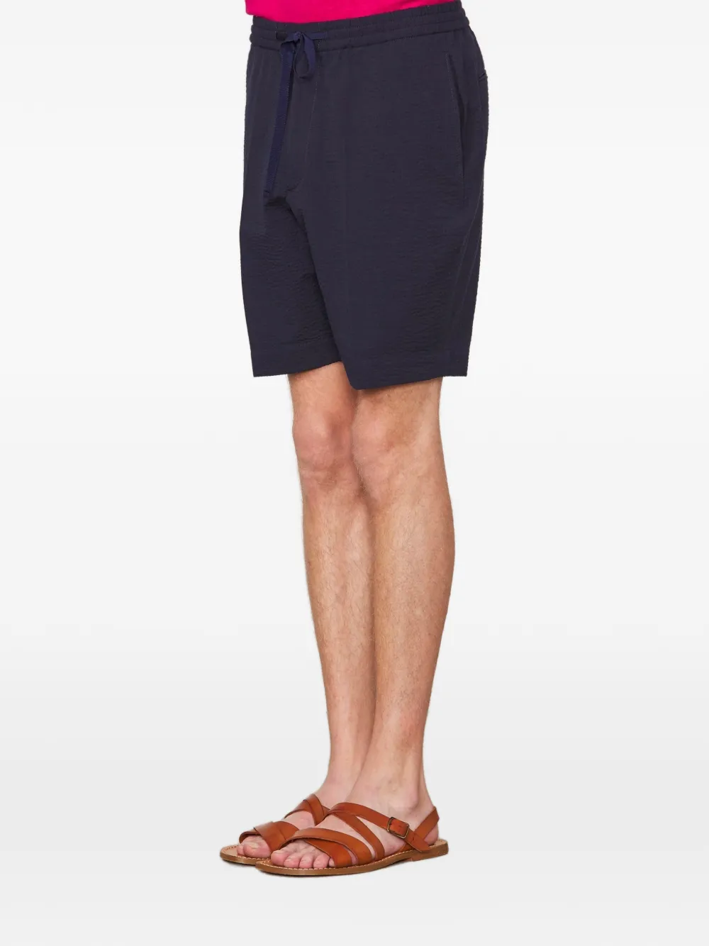 Officine Generale Phil seersucker shorts Blauw
