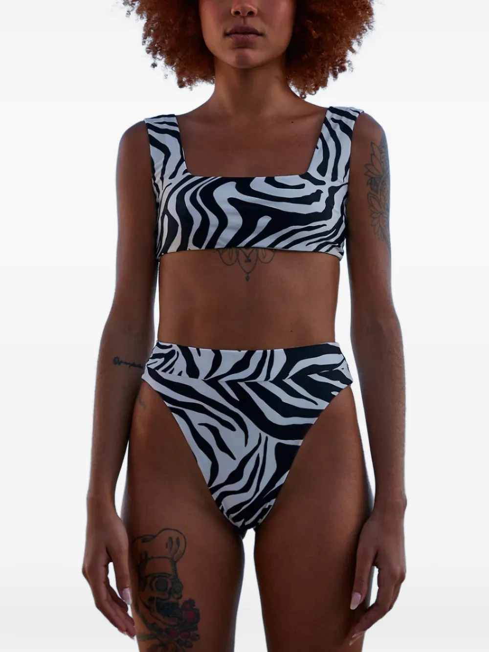 Haight Beta Zebra-print Bikini Bottoms In White