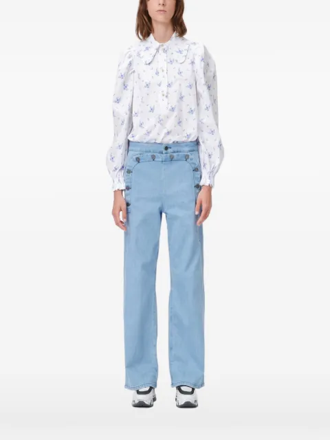 MUNTHE camisa Tosca con estampado de golondrinas y mangas farol