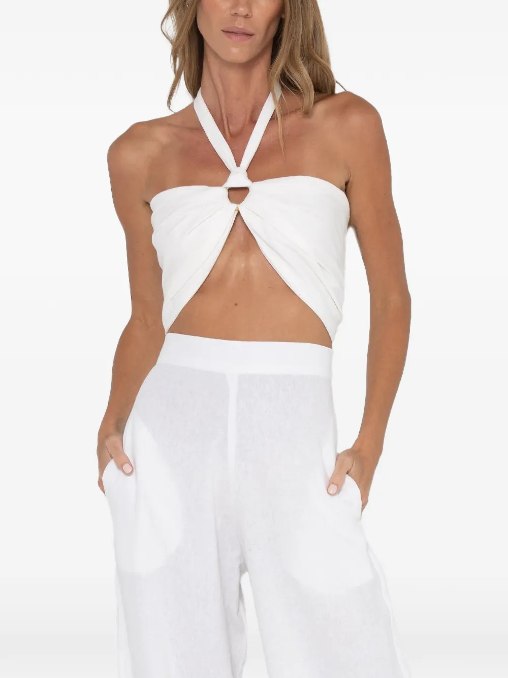 JBQ Carolina bamboo-ring halterneck top