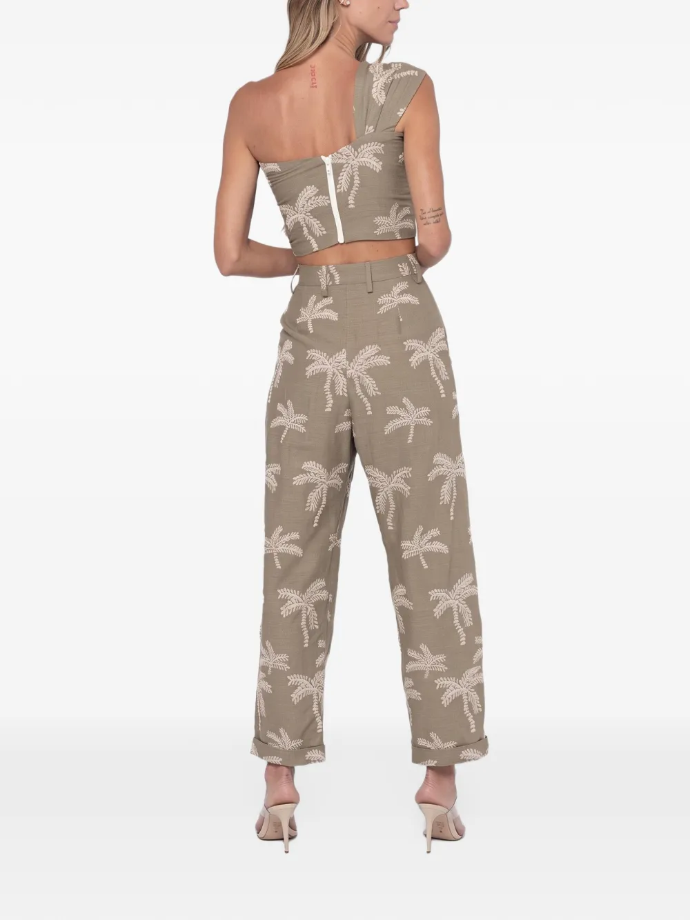 JBQ Palm Kai palm-print trousers Groen