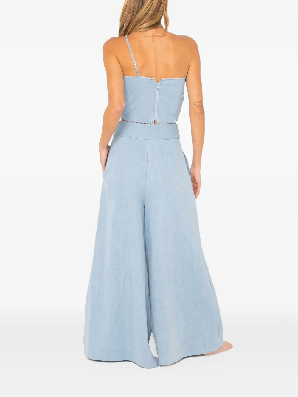 JBQ Logan pleated wide-leg trousers Blauw