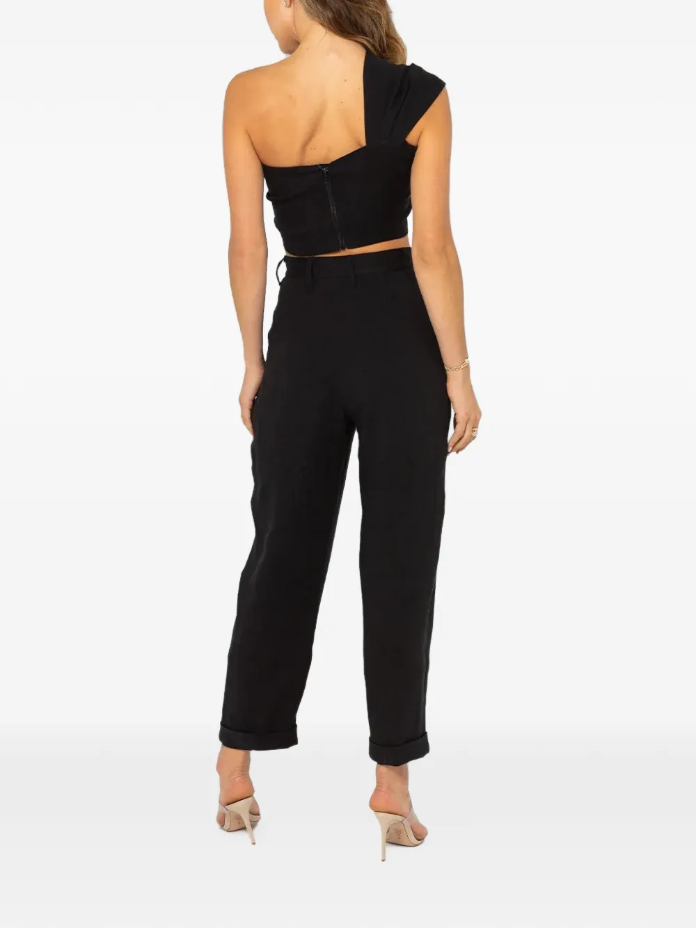 JBQ Kai plooibroek met hoge taille Zwart