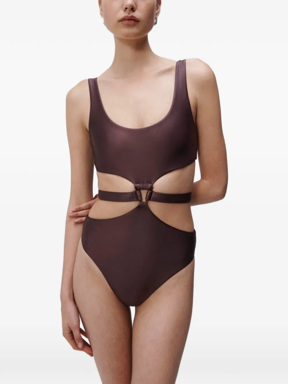 SIMKHAI Emelia cut-out swimsuit - Marrone