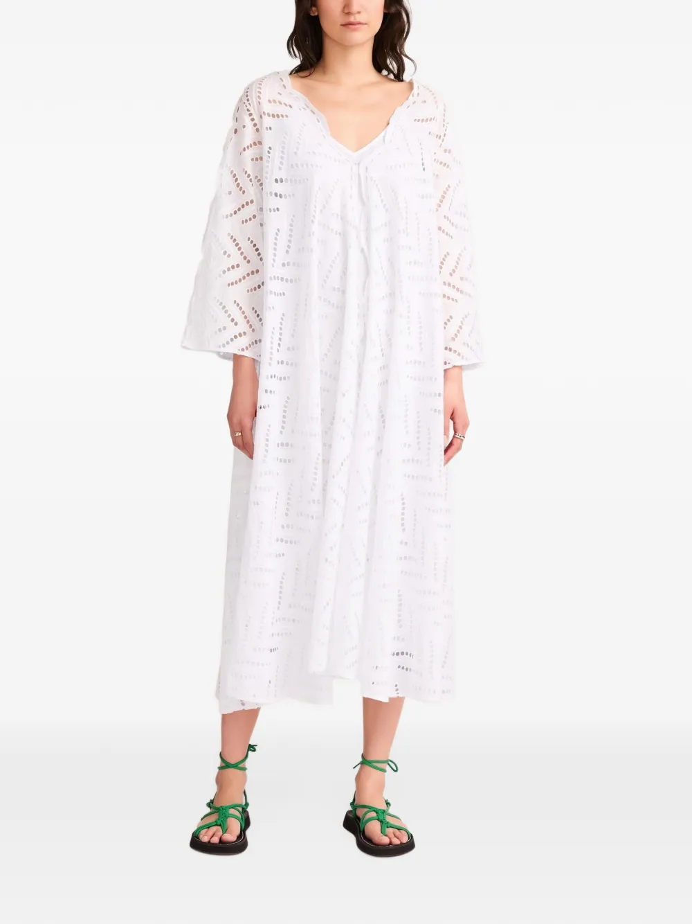 Merlette Myrtle eyelet-embroidered midi dress - Bianco