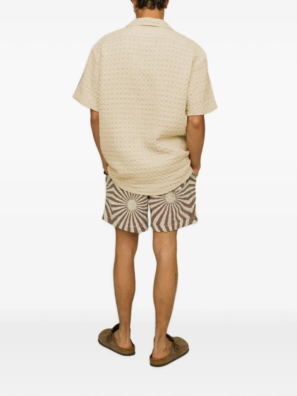 OAS Company Cuba geweven overhemd met wafel-patroon Beige