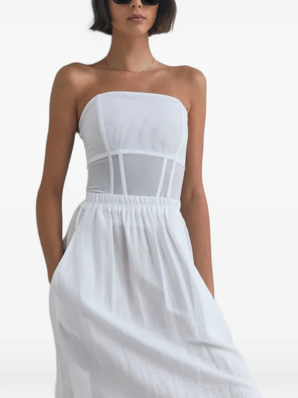 VIKTORIA & WOODS Rome mesh bustier met baleinen Wit