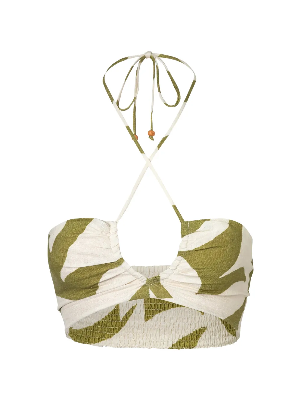Cala de la Cruz Bari leaf-print halterneck top