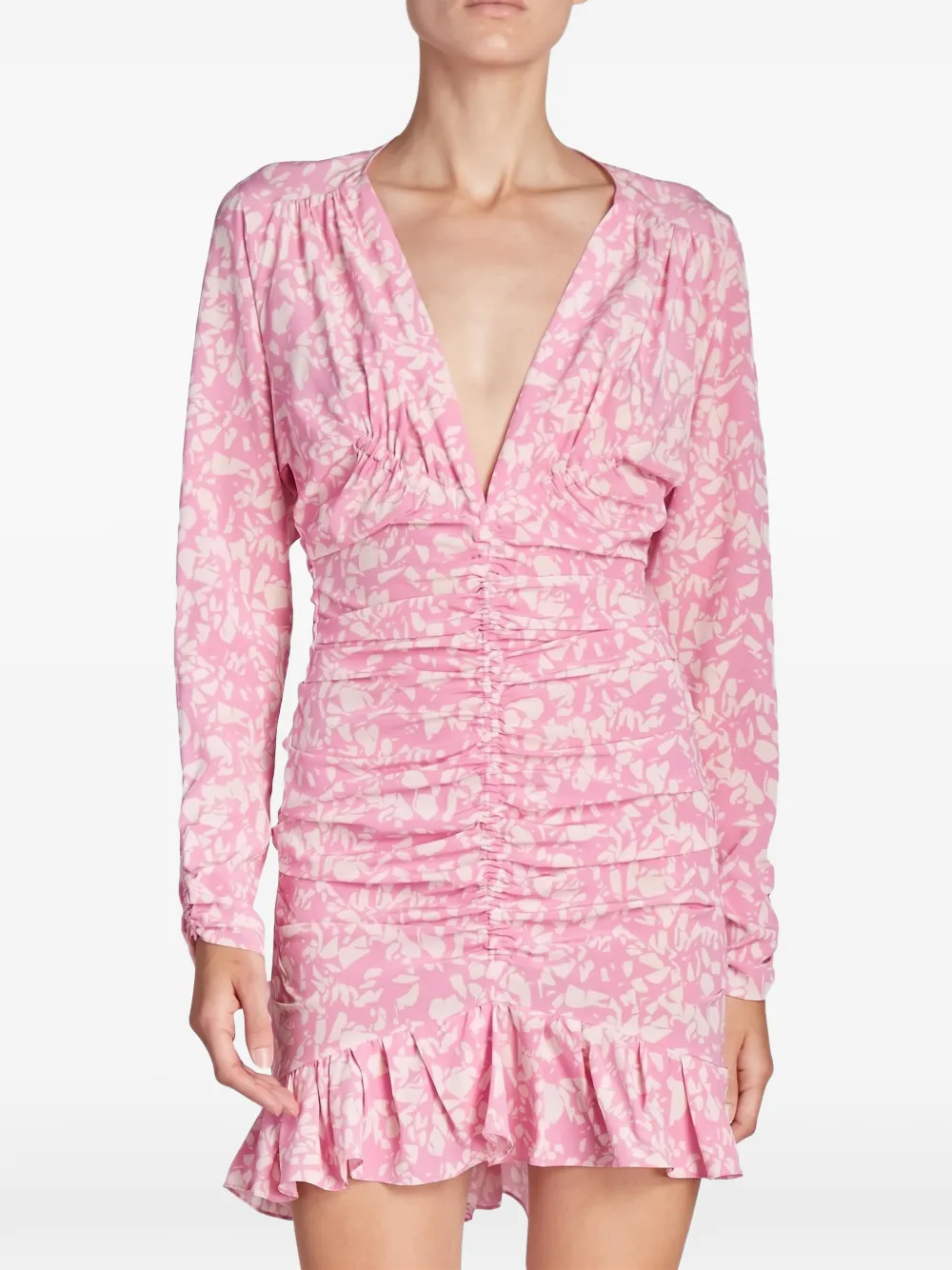 ISABEL MARANT Lara zijden mini-jurk met ruches Roze