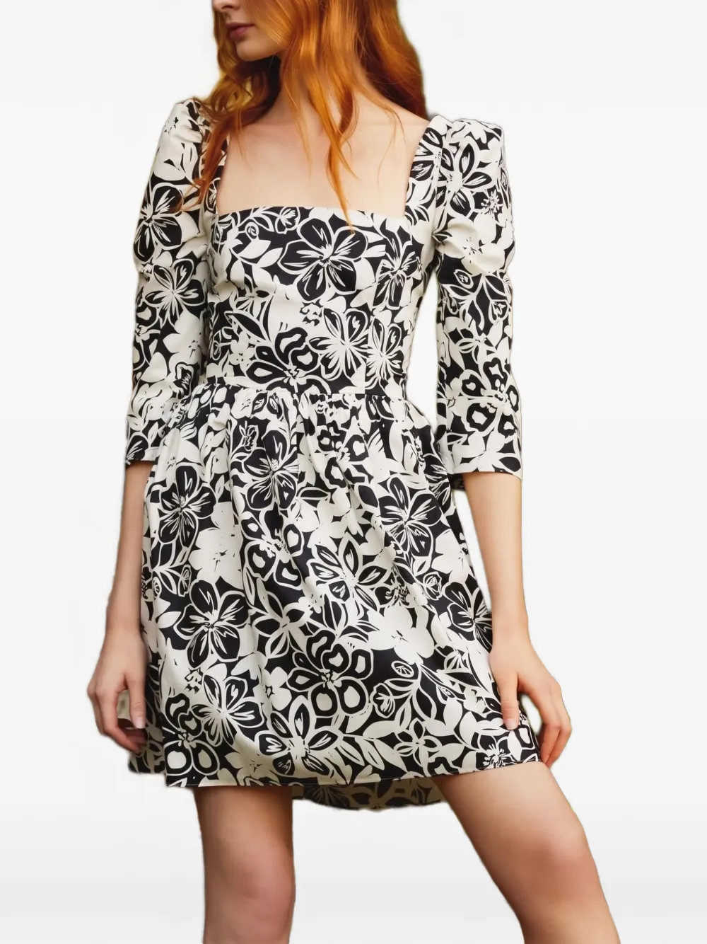Cara Hart floral-print mini dress Wit