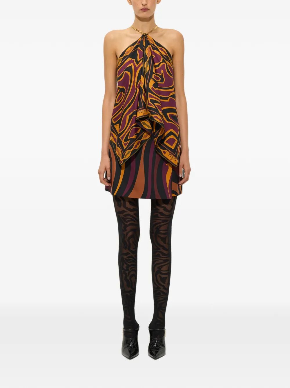 PUCCI Top met kettingband en abstracte print Paars