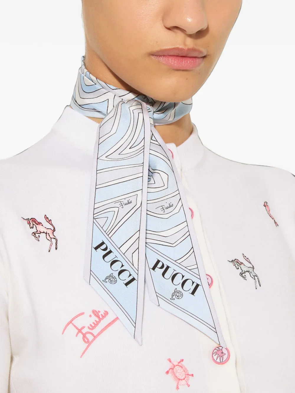 PUCCI Bandeau sjaal met print Blauw