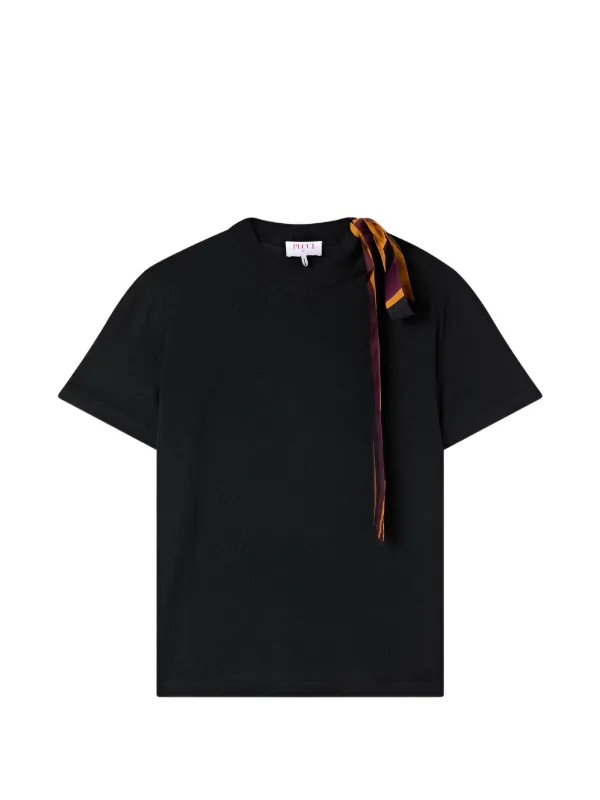 Pucci Wool T-shirt with Scarf Detail in Black