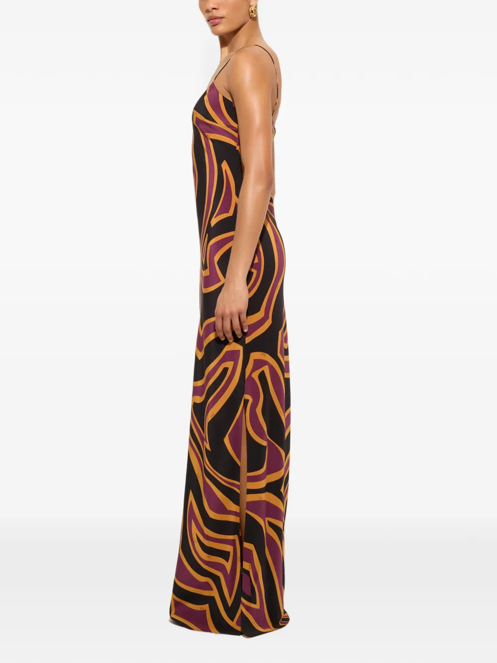 PUCCI Crêpe de chine maxi-jurkmet Labirinto-print Rood