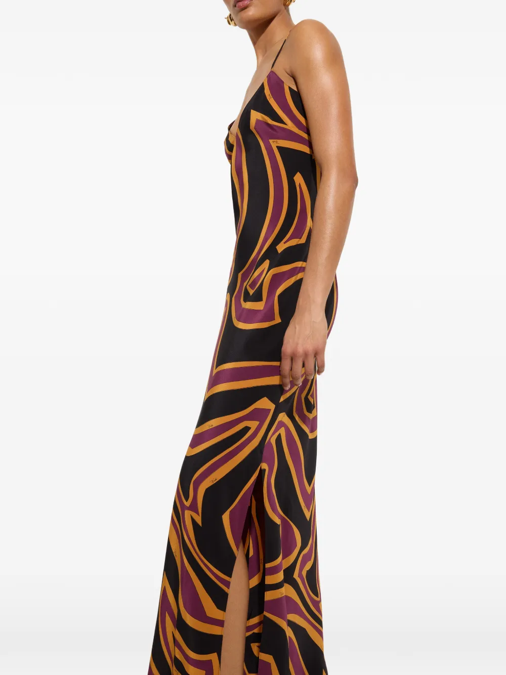 PUCCI Crêpe de chine maxi-jurkmet Labirinto-print Rood
