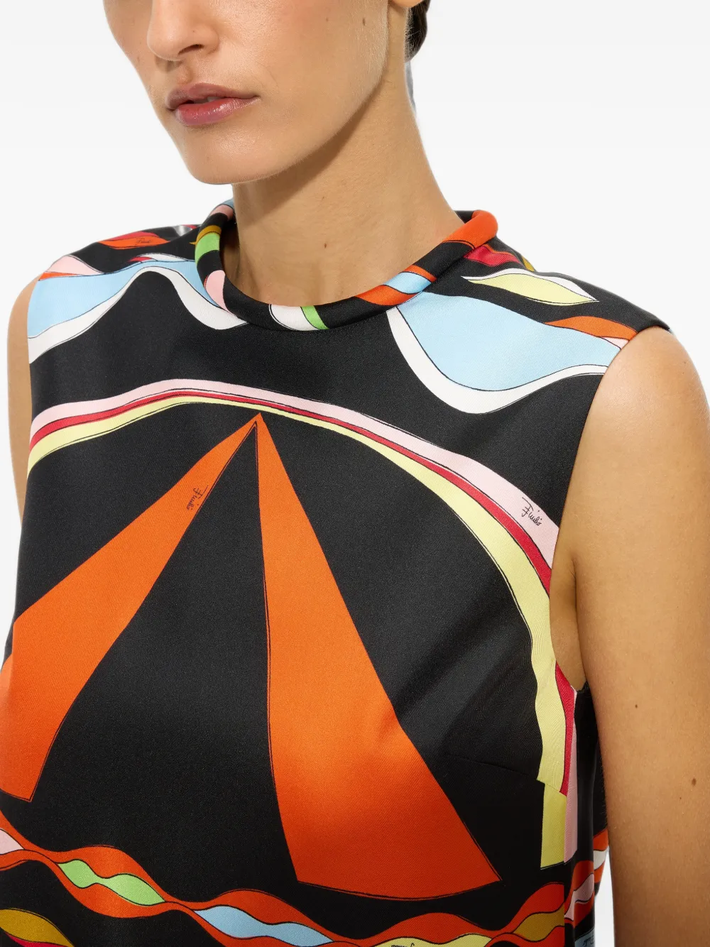 PUCCI Zijden jurk met Dune-print Zwart
