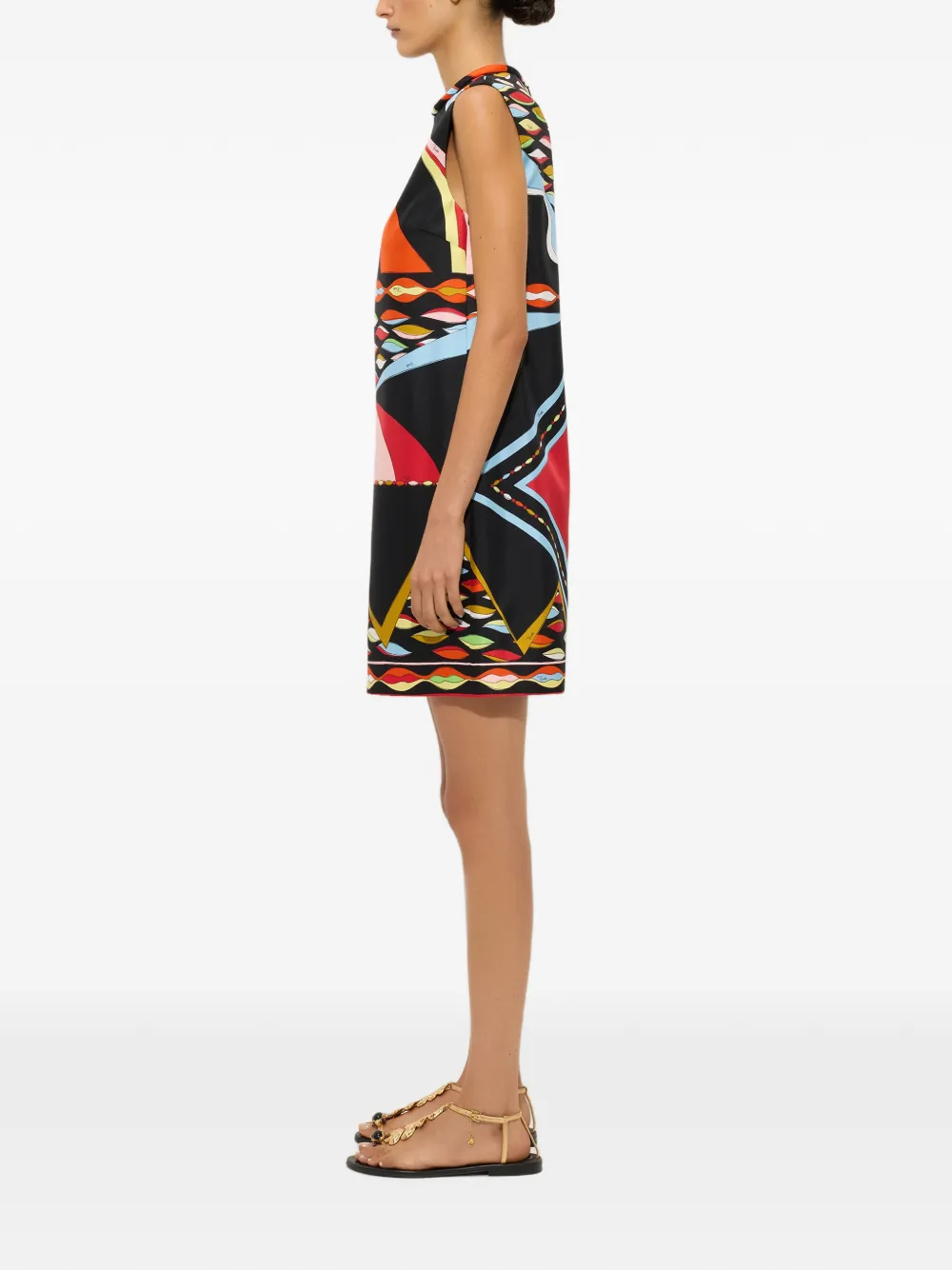 PUCCI Zijden jurk met Dune-print Zwart