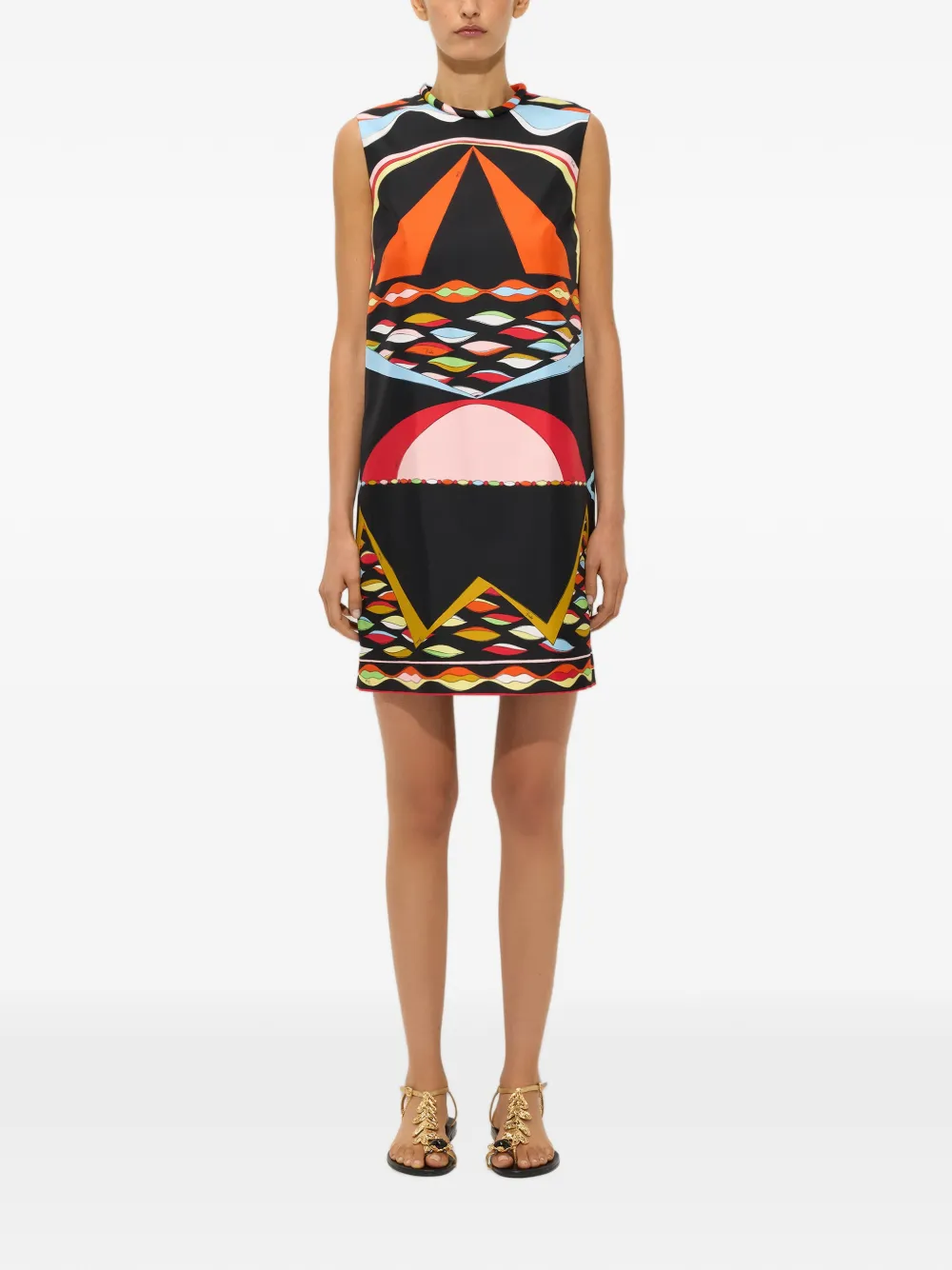 PUCCI Zijden jurk met Dune-print Zwart