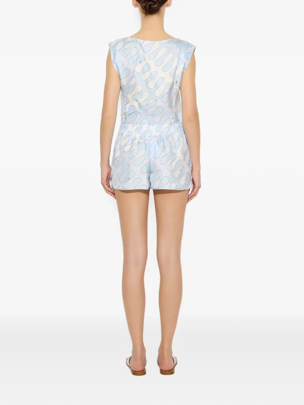 PUCCI Zijden shorts met Leocorno-print Blauw