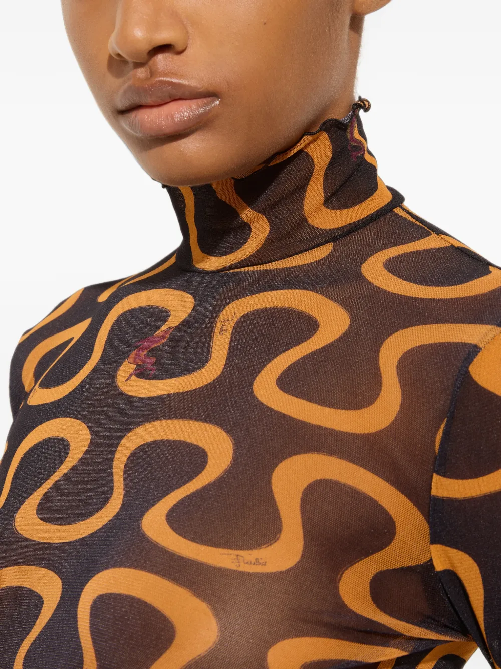 PUCCI Tulen top met hoge hals en Onda-print Paars