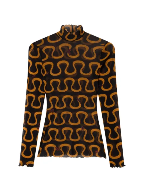 PUCCI Onda print high-neck tulle top