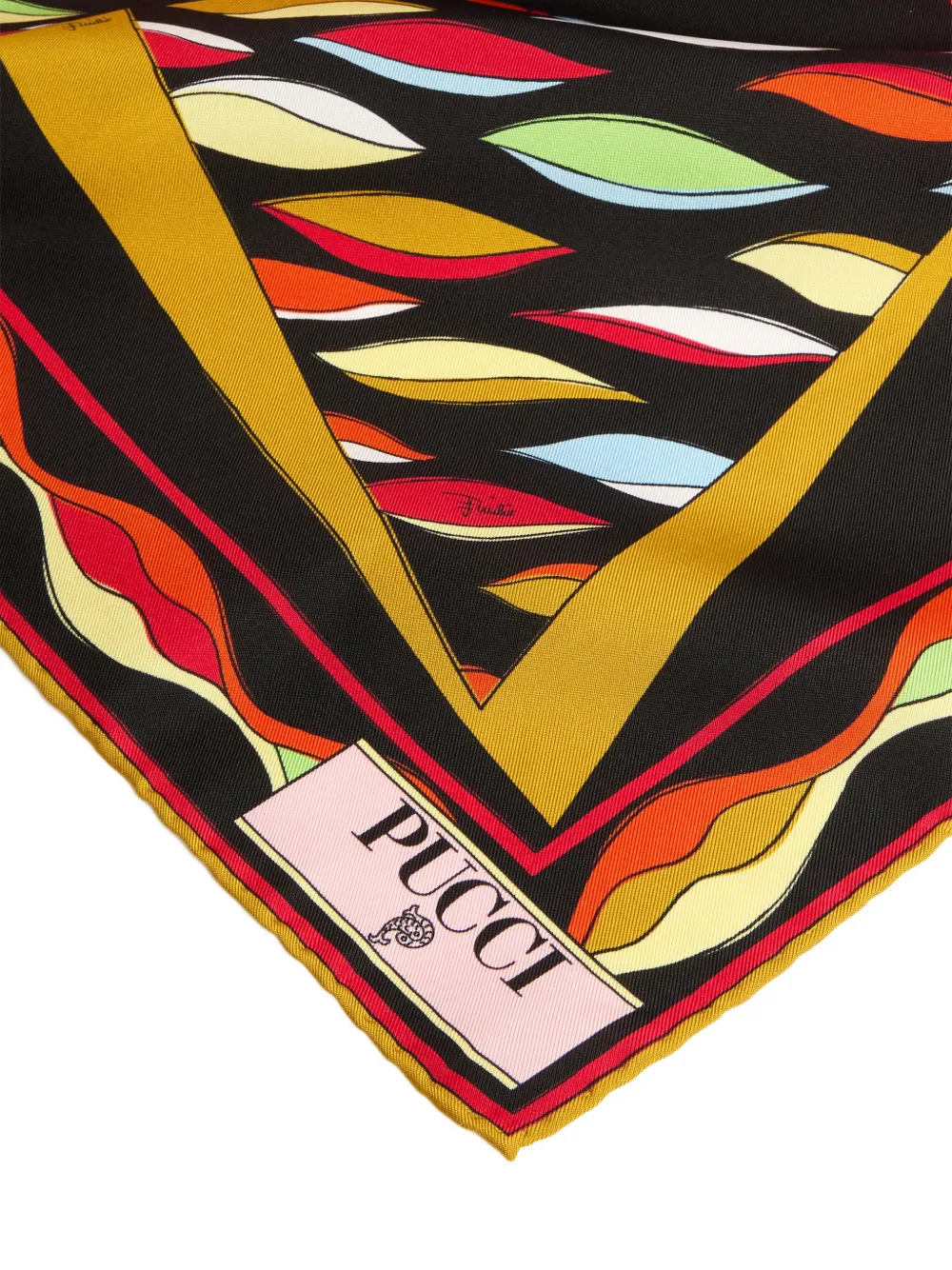 PUCCI Mixed Print Silk Scarf in Black, view 2