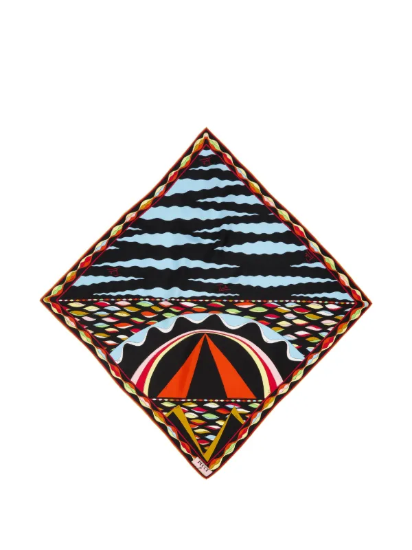 Pucci Mixed Print Silk Scarf in Black