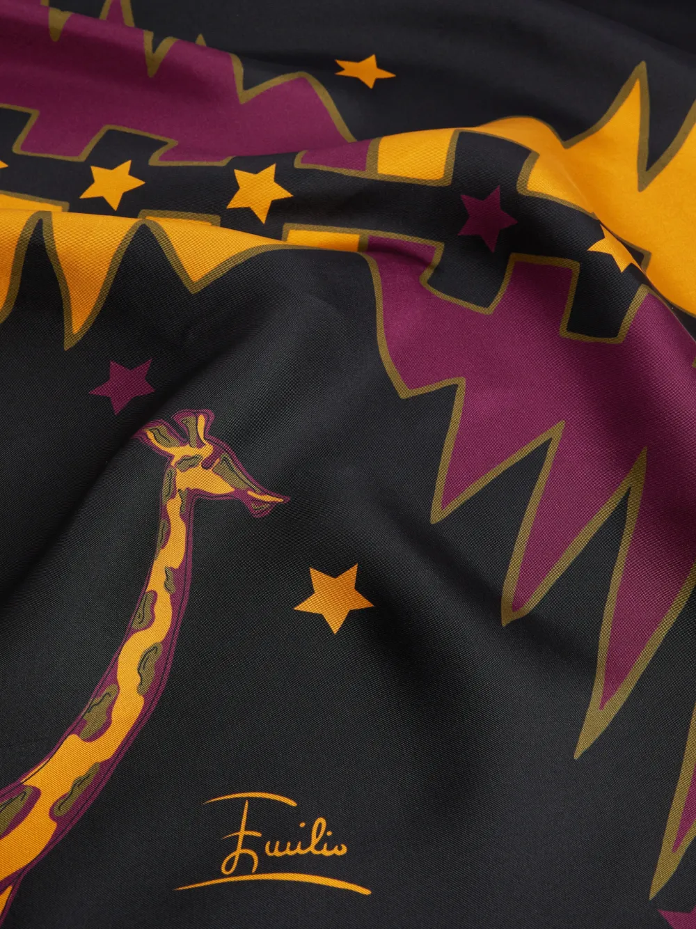 PUCCI Zijden sjaal met Valdimontone-print Zwart