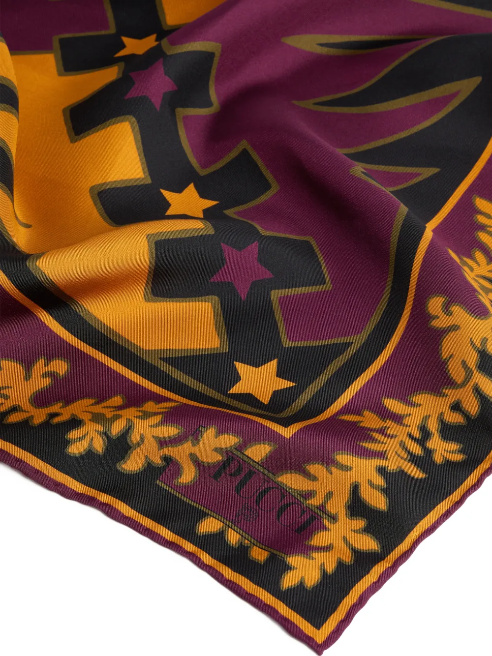 PUCCI Zijden sjaal met Valdimontone-print Zwart