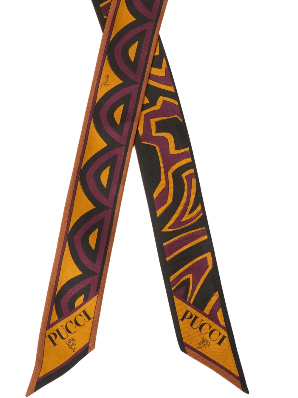 PUCCI Mixed-print Silk Bandeau in Orange, view 2