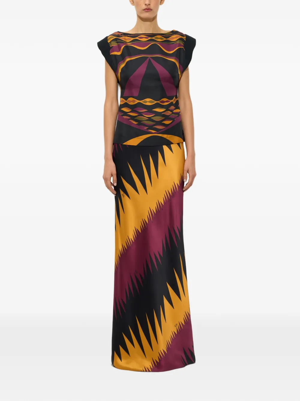 PUCCI Zijden top met Dune-print Zwart