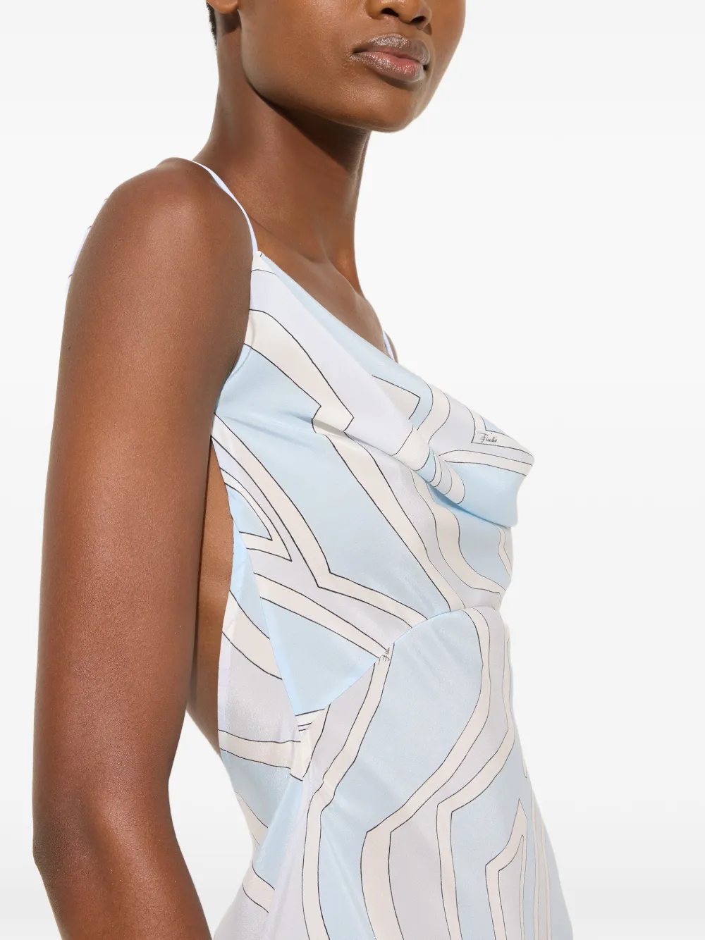 PUCCI Crêpe de chine jurk met Labirinto-print Blauw