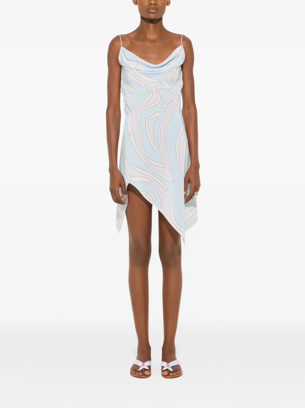PUCCI Crêpe de chine jurk met Labirinto-print Blauw