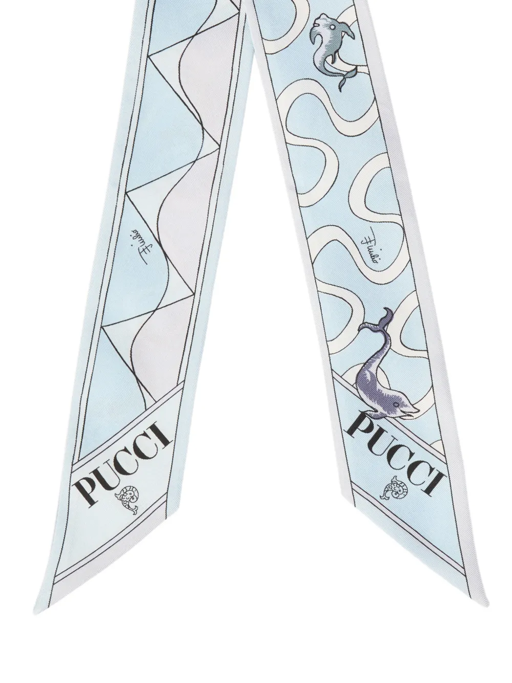 PUCCI Zijden bandeau met print Blauw