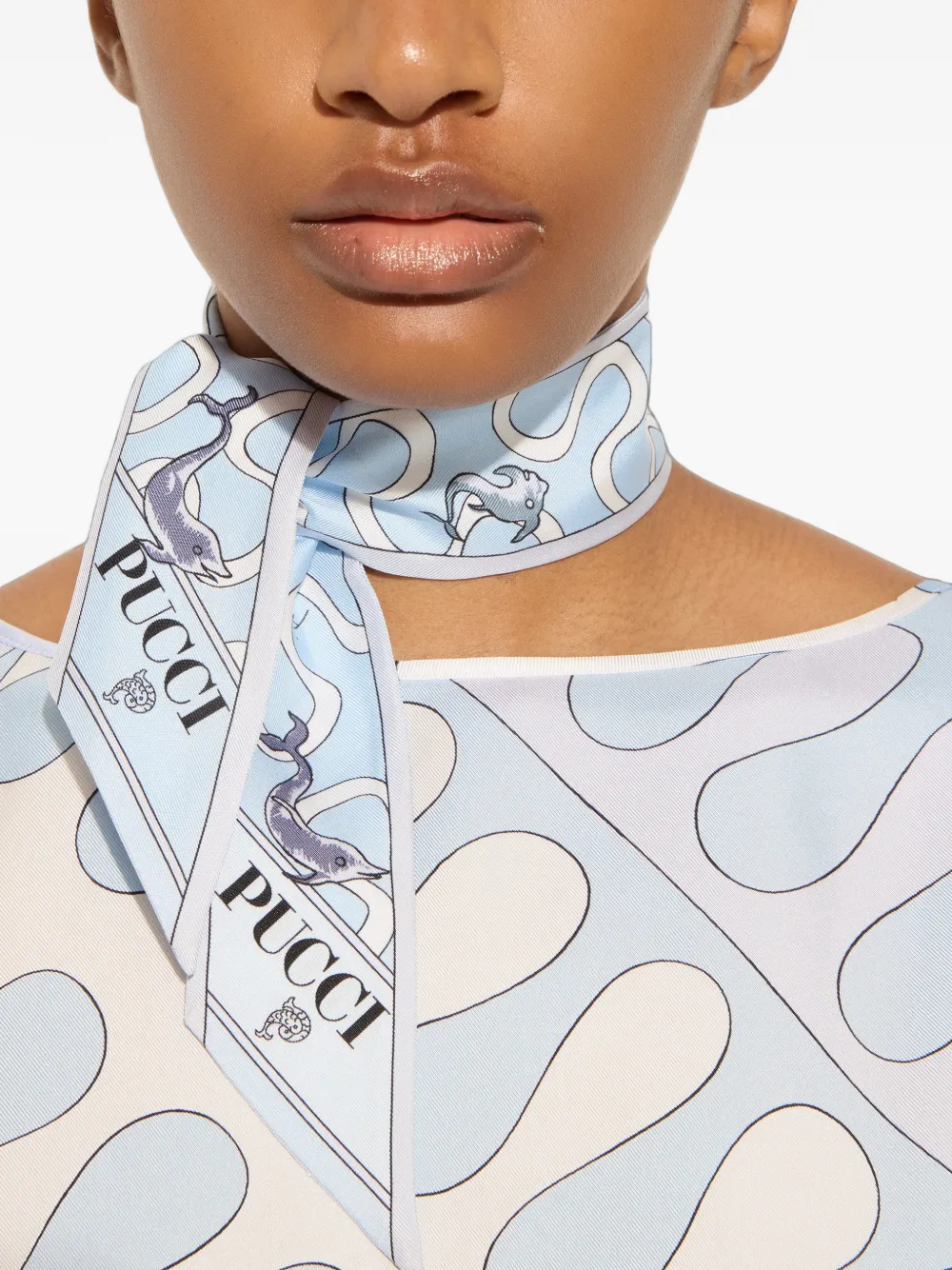PUCCI Zijden bandeau met print Blauw