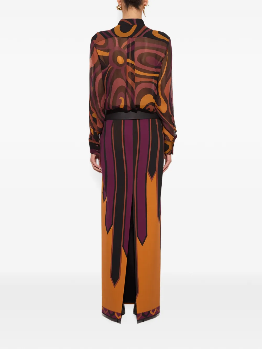 PUCCI Creponne blouse met Marmo-print Zwart