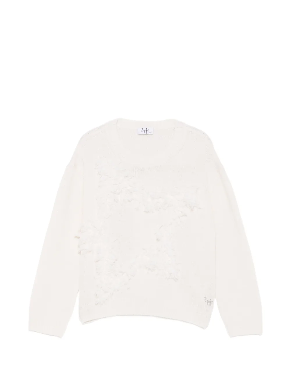 Il Gufo fringed star-motif sweater Beige