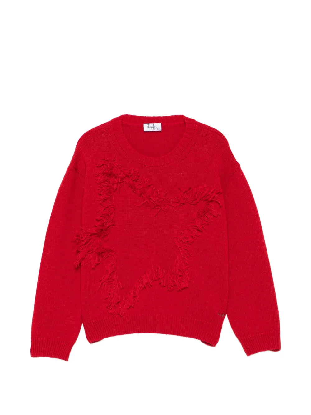 Il Gufo fringed-detailing wool sweater Rood