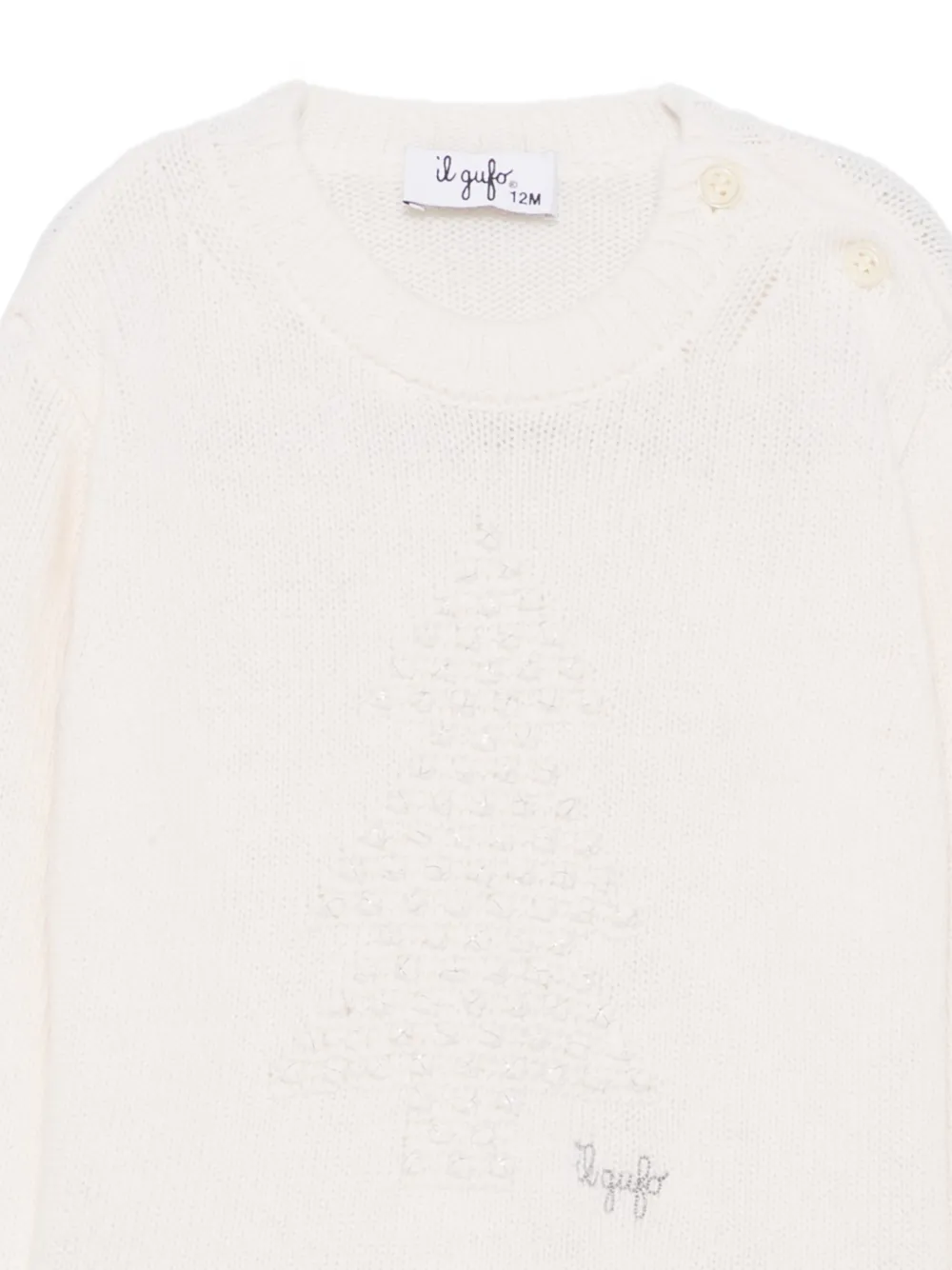Il Gufo sequin-embellished button-shoulder sweater Beige