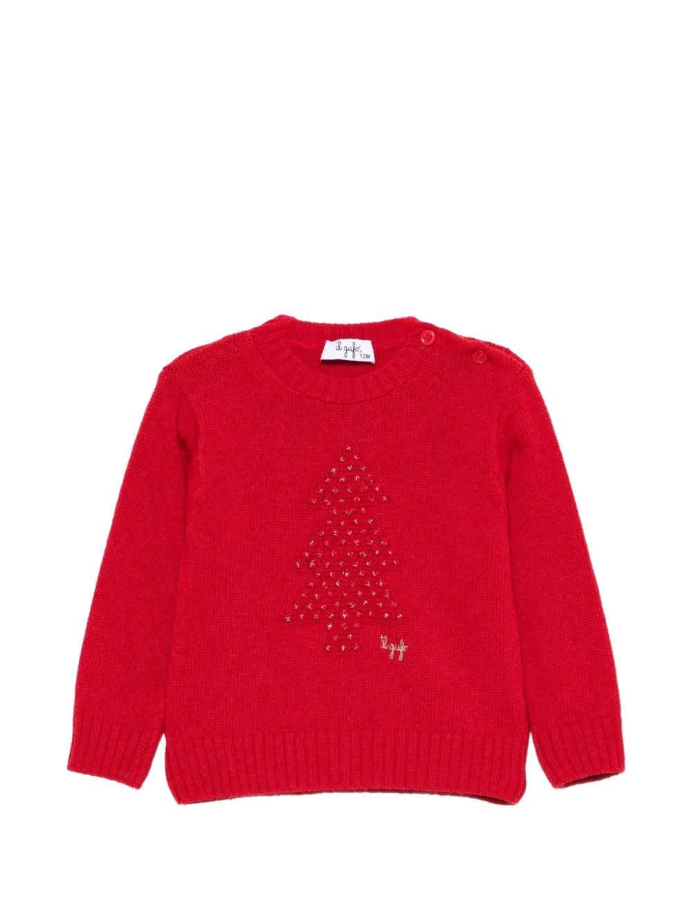 Il Gufo Christmas-tree sweater Rood