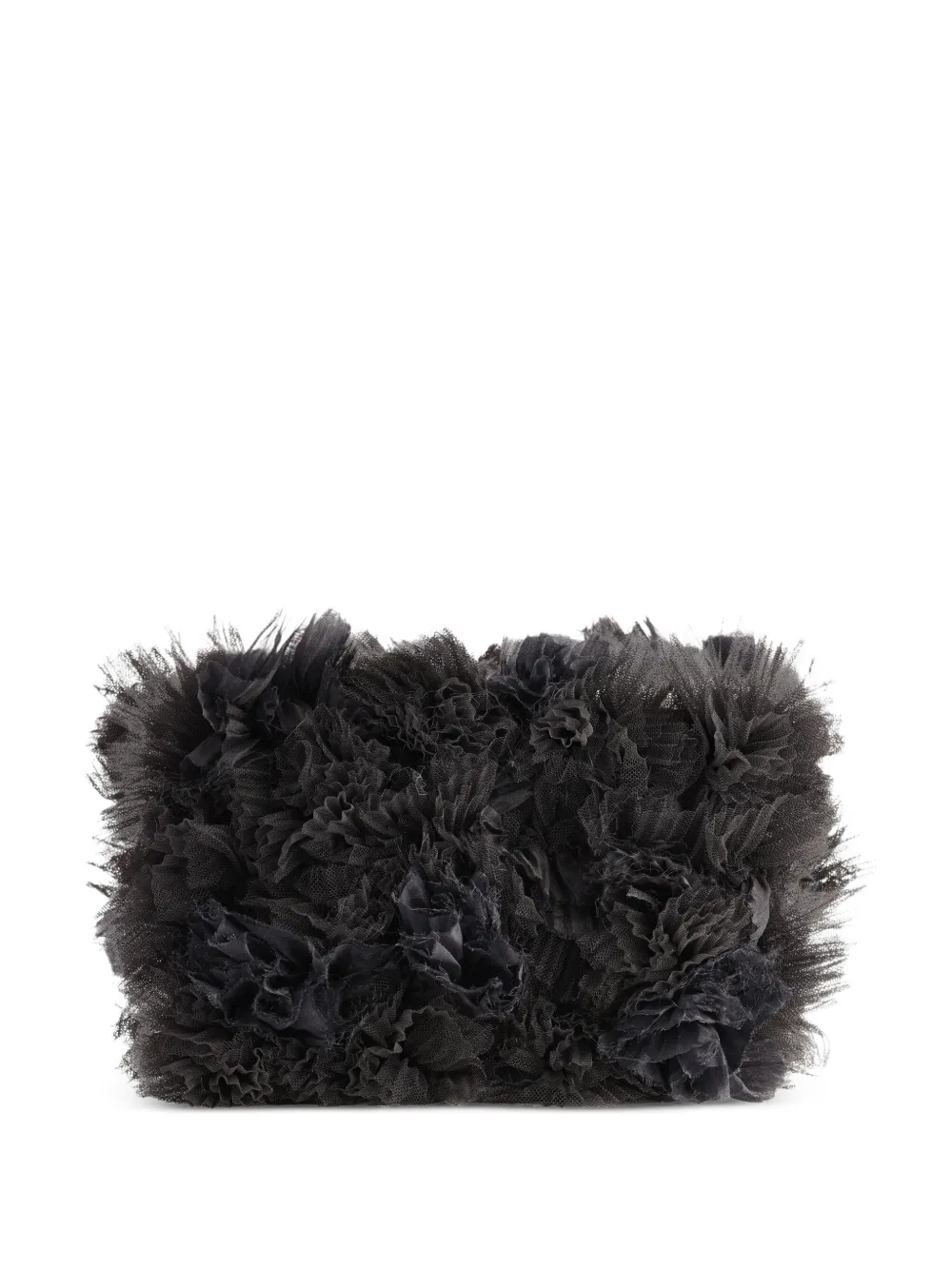 Gemy Maalouf ruffled tulle clutch bag - Schwarz