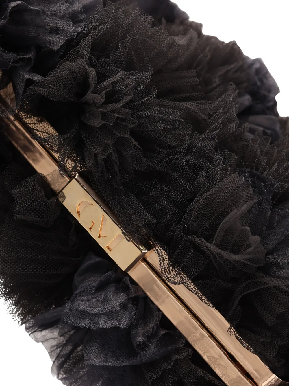 Gemy Maalouf Tulen clutch met ruches Zwart