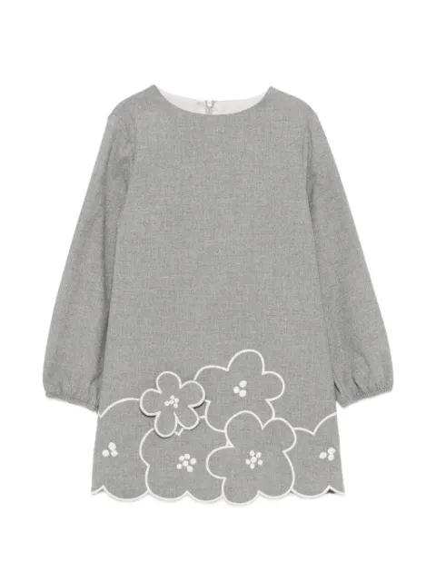 Il Gufo flower-appliqué scalloped-hem dress